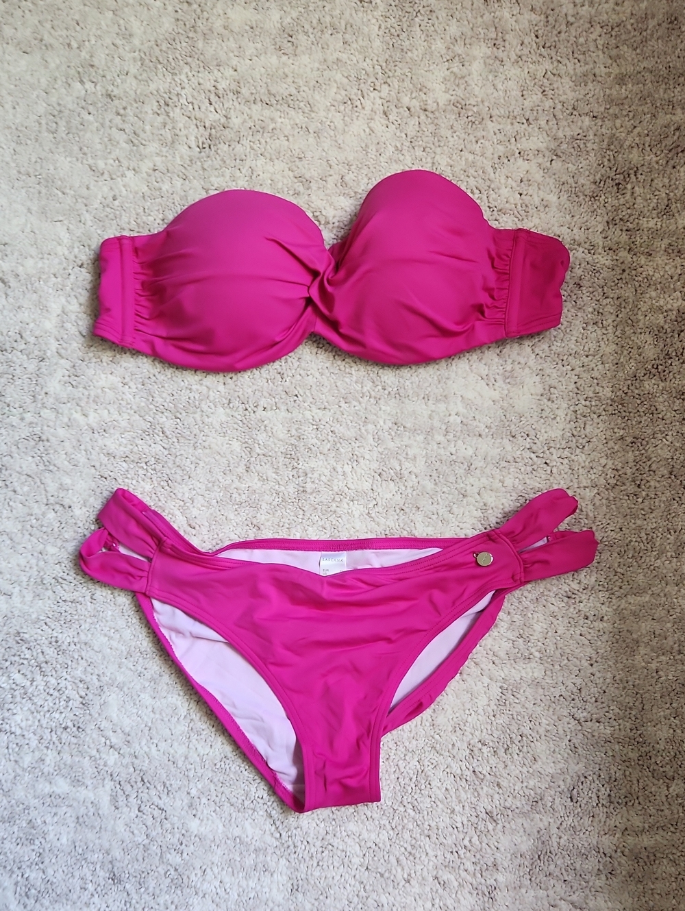 Strapless Hot Pink Bikini Set - Women Swim